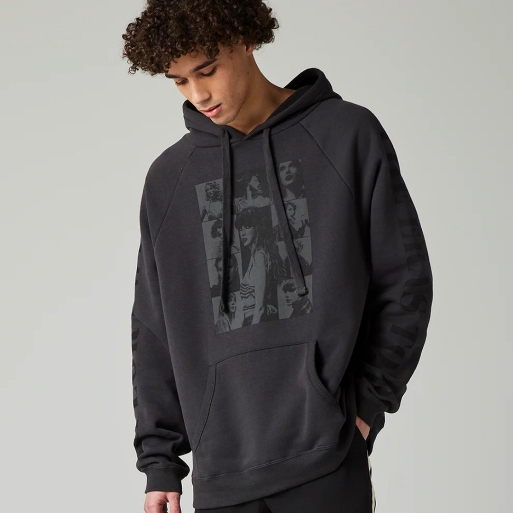 TAYLOR SWIFT The Eras Tour black charcoal oversized unisex hoodie sweatshirt L - Picture 11 of 11